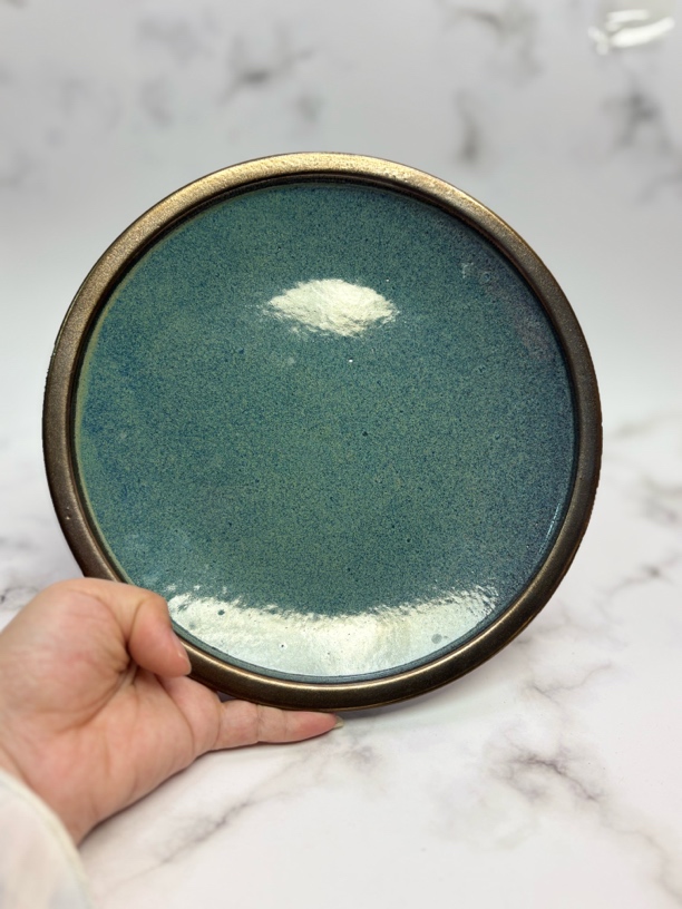 459默认微瑕复古金属釉手绘粗陶陶瓷盘子陶瓷家用盘8.3英寸21cm