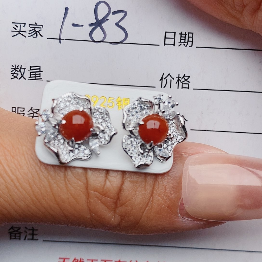 翡翠戒指银S925镶嵌耳饰