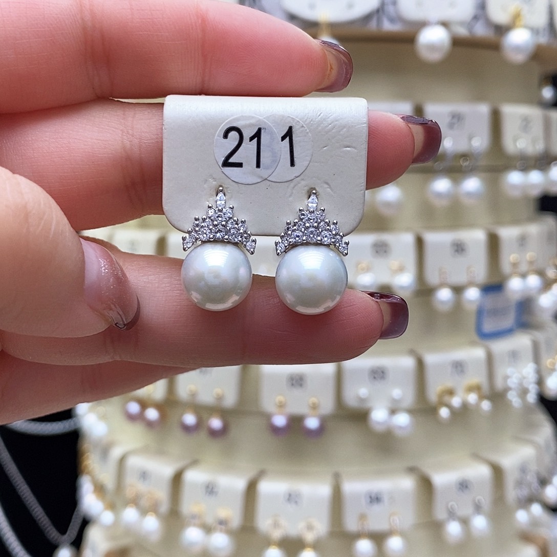 淡水珍珠耳饰银S925镶嵌