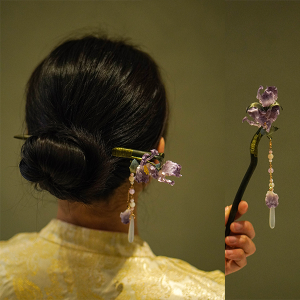 【紫霞仙子】百世苏绣/非遗手工绒花发簪国风搭配送礼Z050