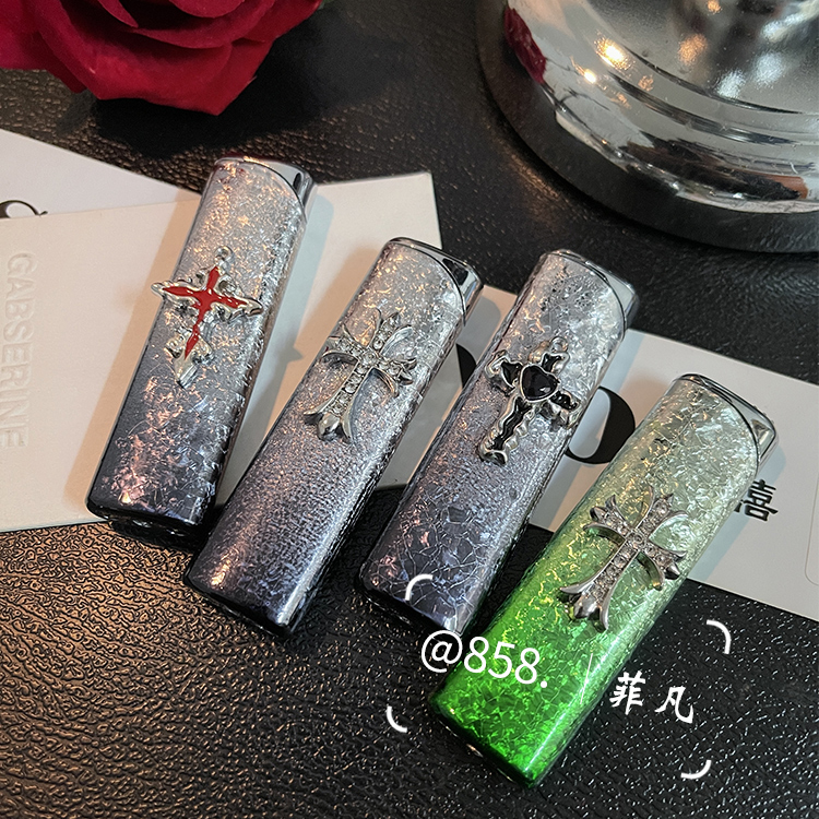 【菲凡】小众创意打火机立体冰花灰渐变高级送男女礼物充气绿色火焰