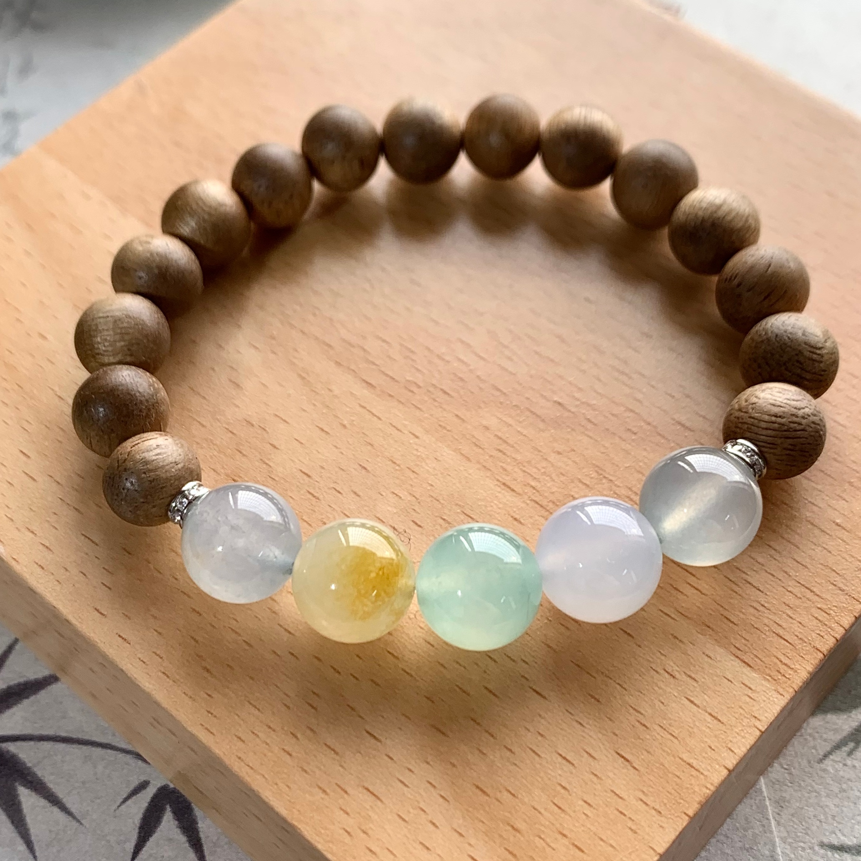 天然A货翡翠梦幻马卡龙手串卡10.2