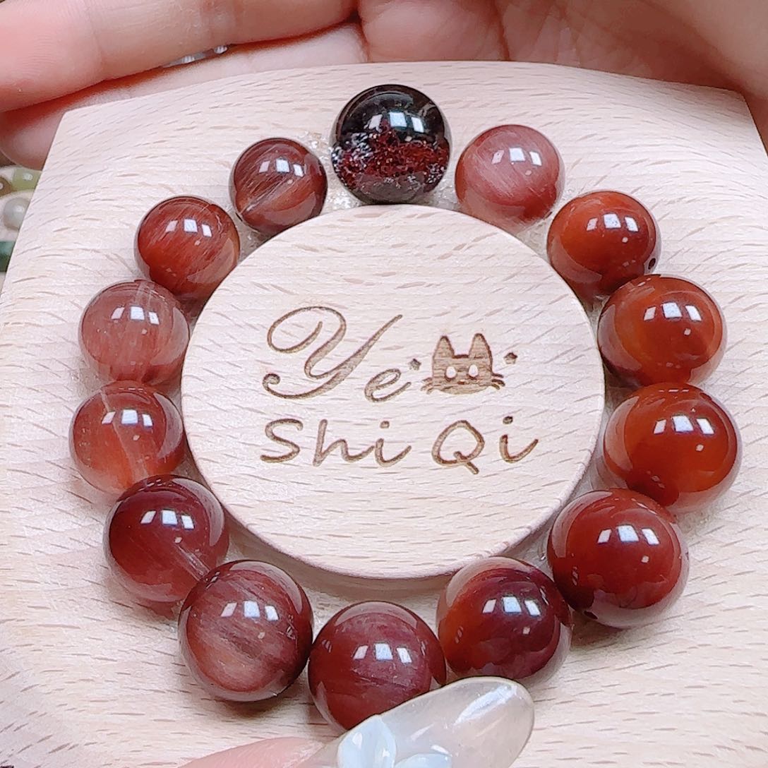 水晶手串未镶嵌五***动落日玫瑰兔毛卡13➕