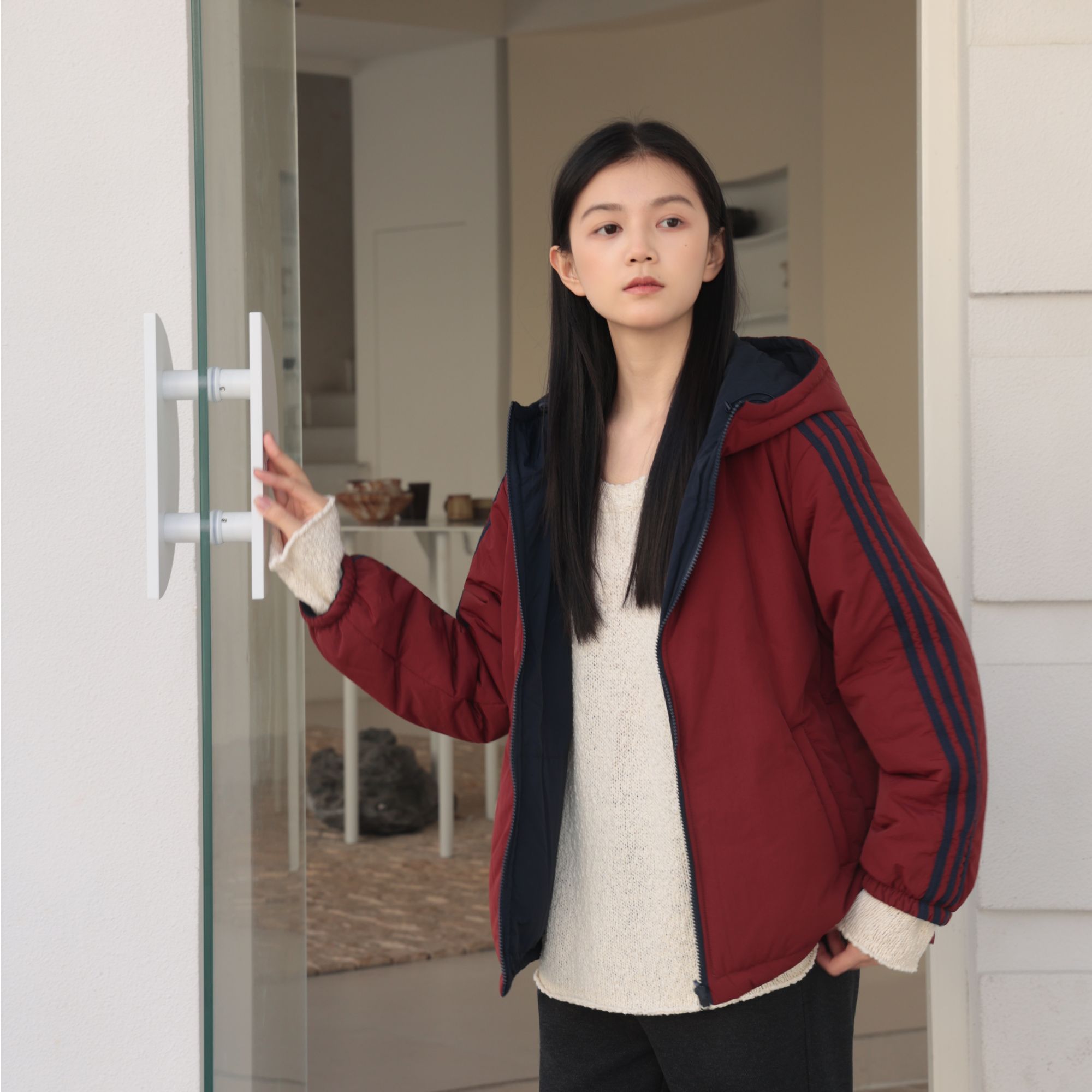 麻享【双倍快乐·棉服】双面双穿撞色拼接新雪丽棉连帽外套FSY51289