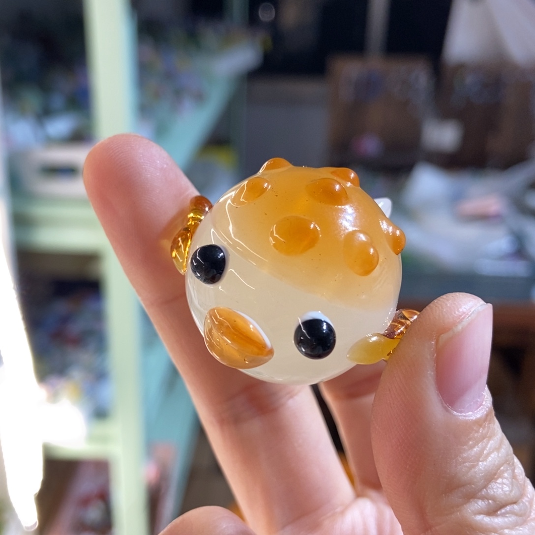 琉璃手工艺品河豚摆件