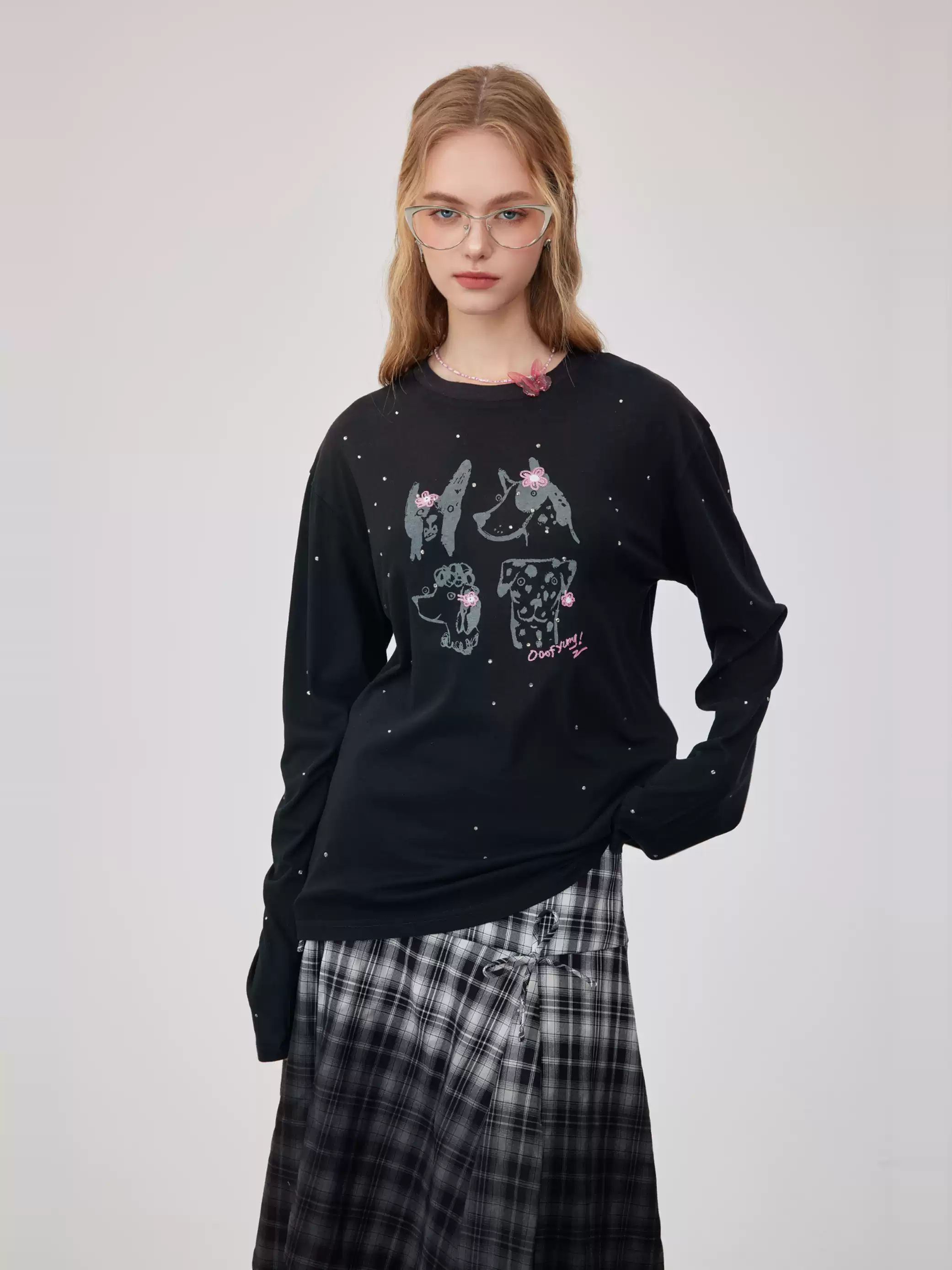 OooF！Yang狗狗烫钻T恤