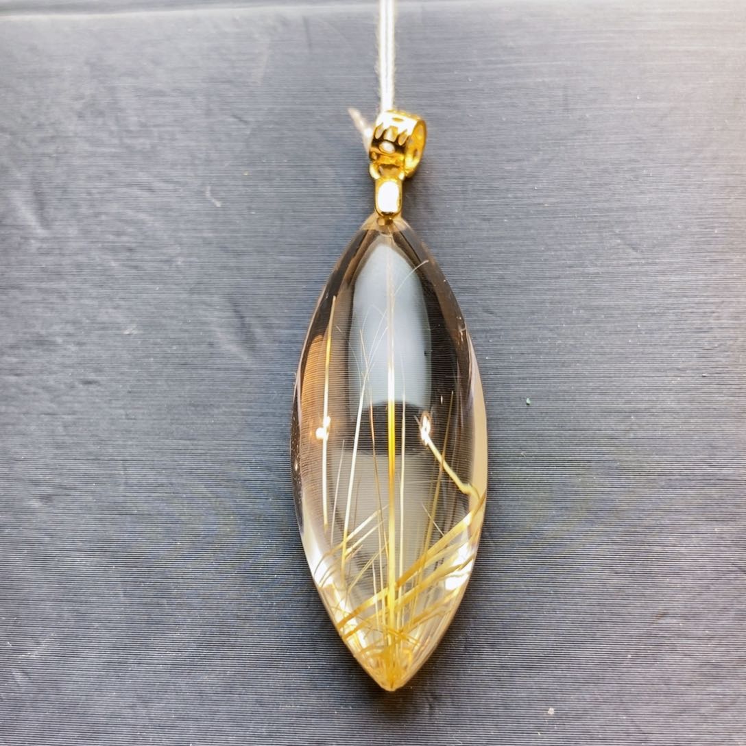 颈饰银S925镶嵌发晶天然白体黄钛晶马眼锁骨链吊坠