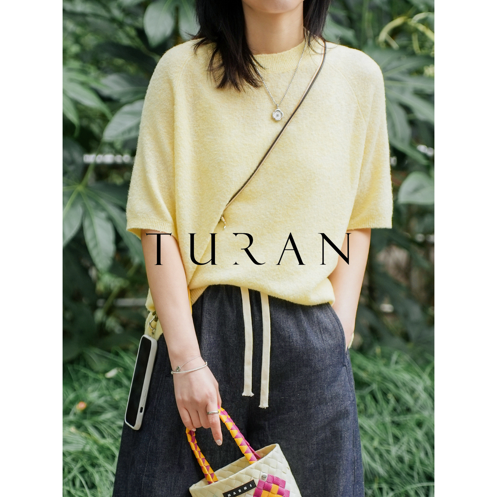 16支卷丝圈圈纱羊毛莱赛尔真丝混纺针织短袖设计师百搭TRTG0970