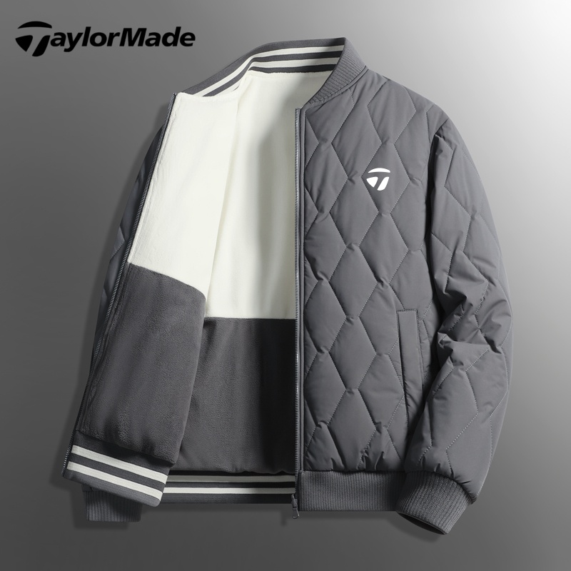Taylormade泰勒梅高尔夫双面穿加厚棉服冬季户外保暖棒球领外套男