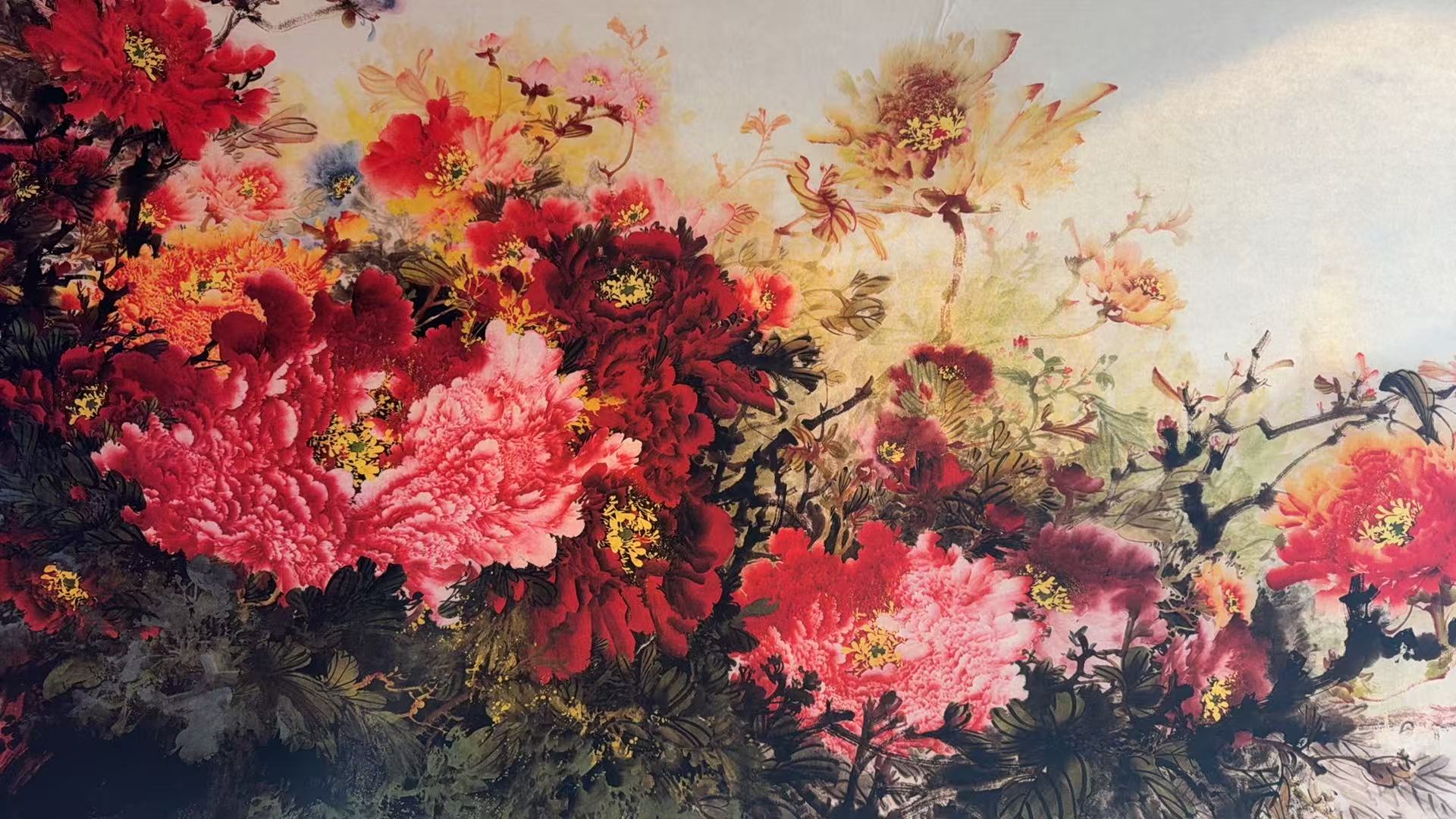 牡丹横幅精美装饰画