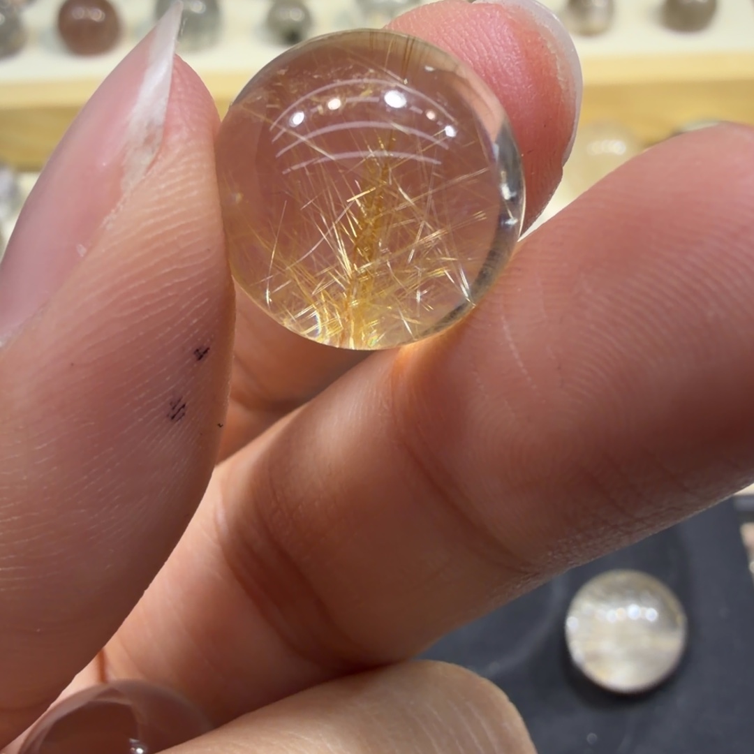 夏***至大理石磁石金发晶吊坠