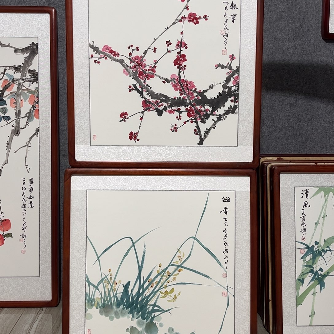 国画书画作品带框63×63