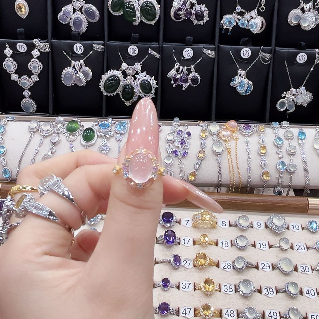 苏****蛇纹石玉银S925镶嵌戒指