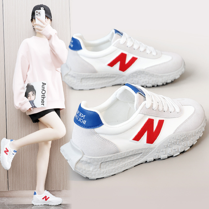 NEW BOLUNE/新百伦新款板鞋春夏季拼色厚底耐磨小白鞋百搭透气