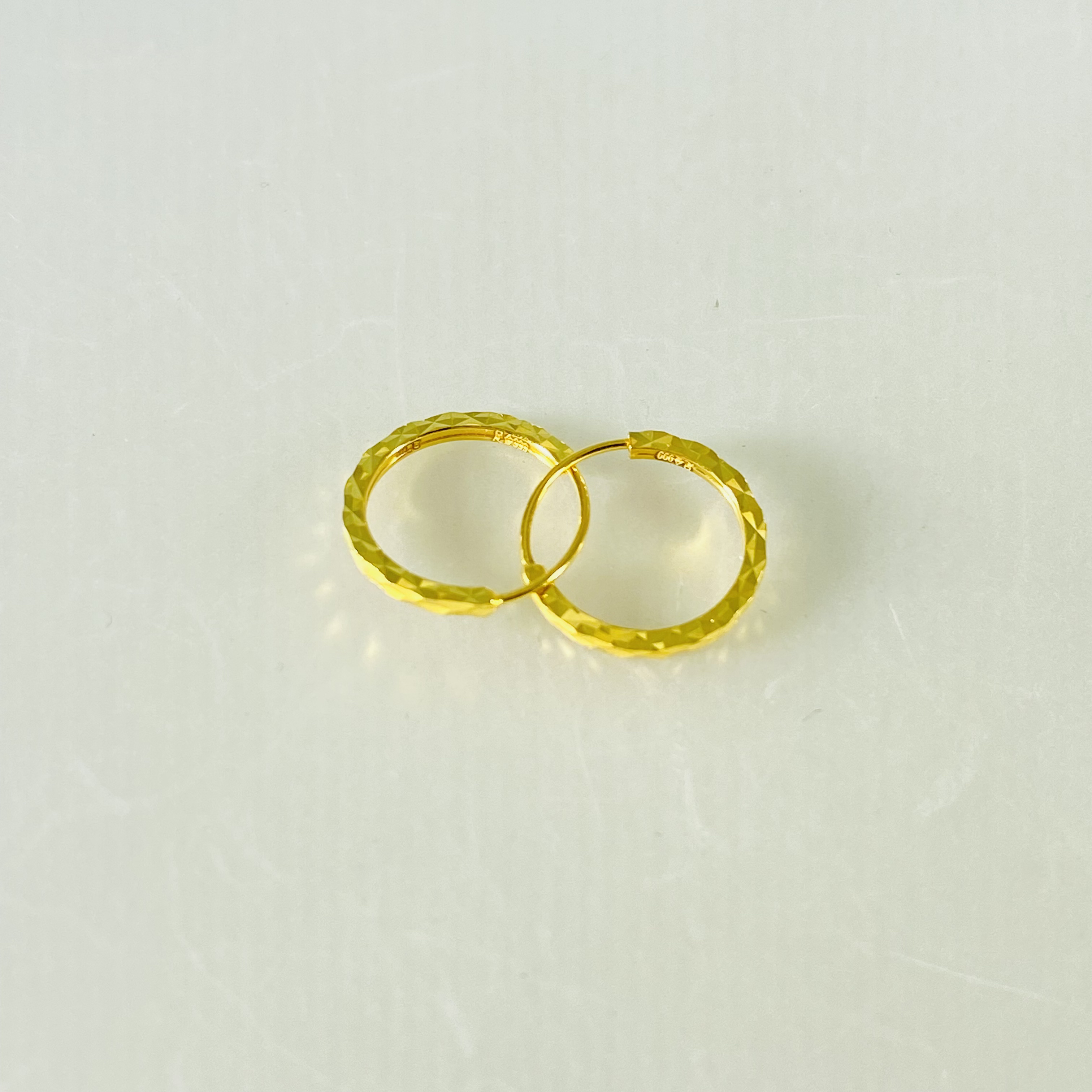 足金999 黄金爆闪碎碎金耳圈