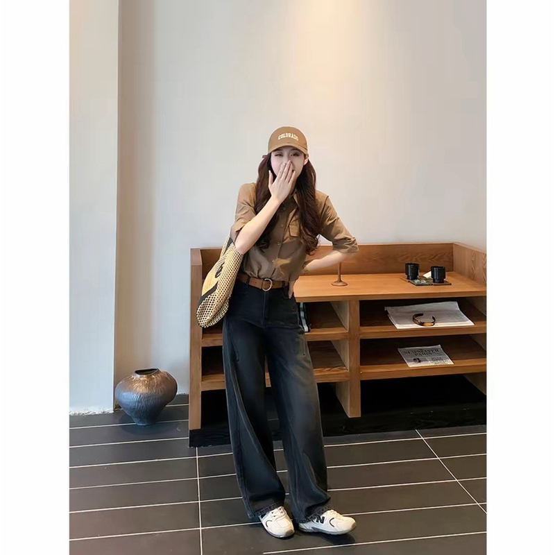 【现货加厚/加绒✈️运费险】韩版黑灰牛仔裤高腰窄版直筒女秋冬加绒