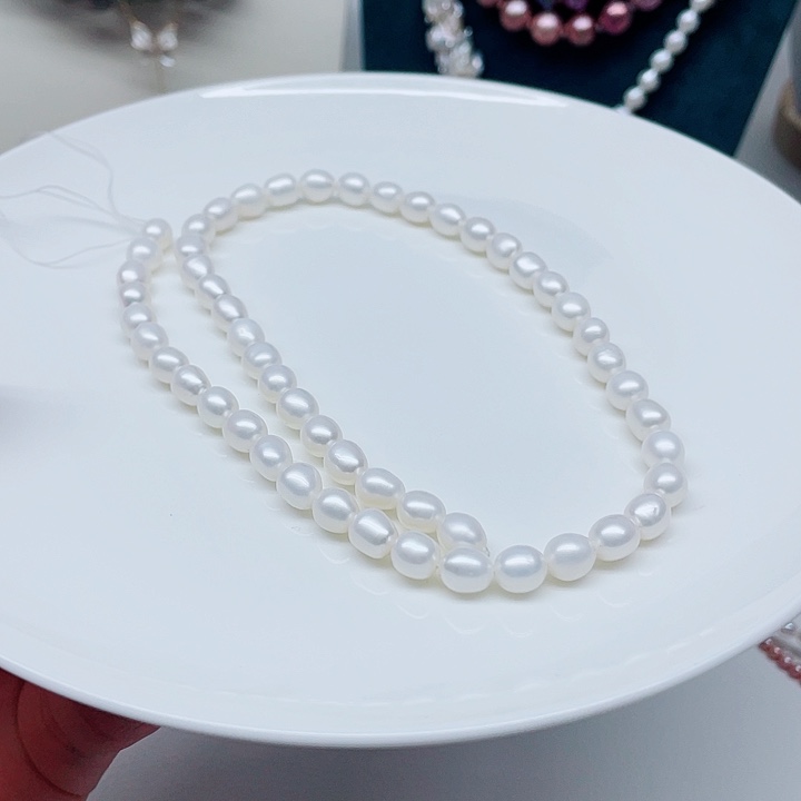 淡水珍珠项链合金无核6/7