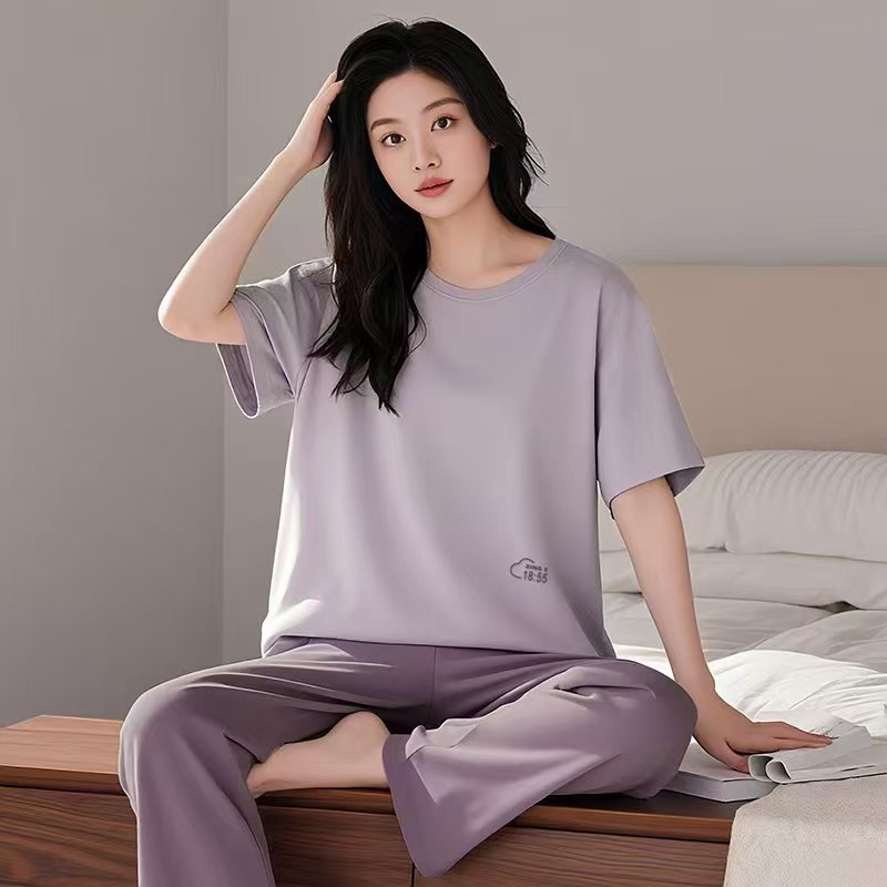 短袖家居服套装居家家居服男士莫代尔睡衣宽松大码女