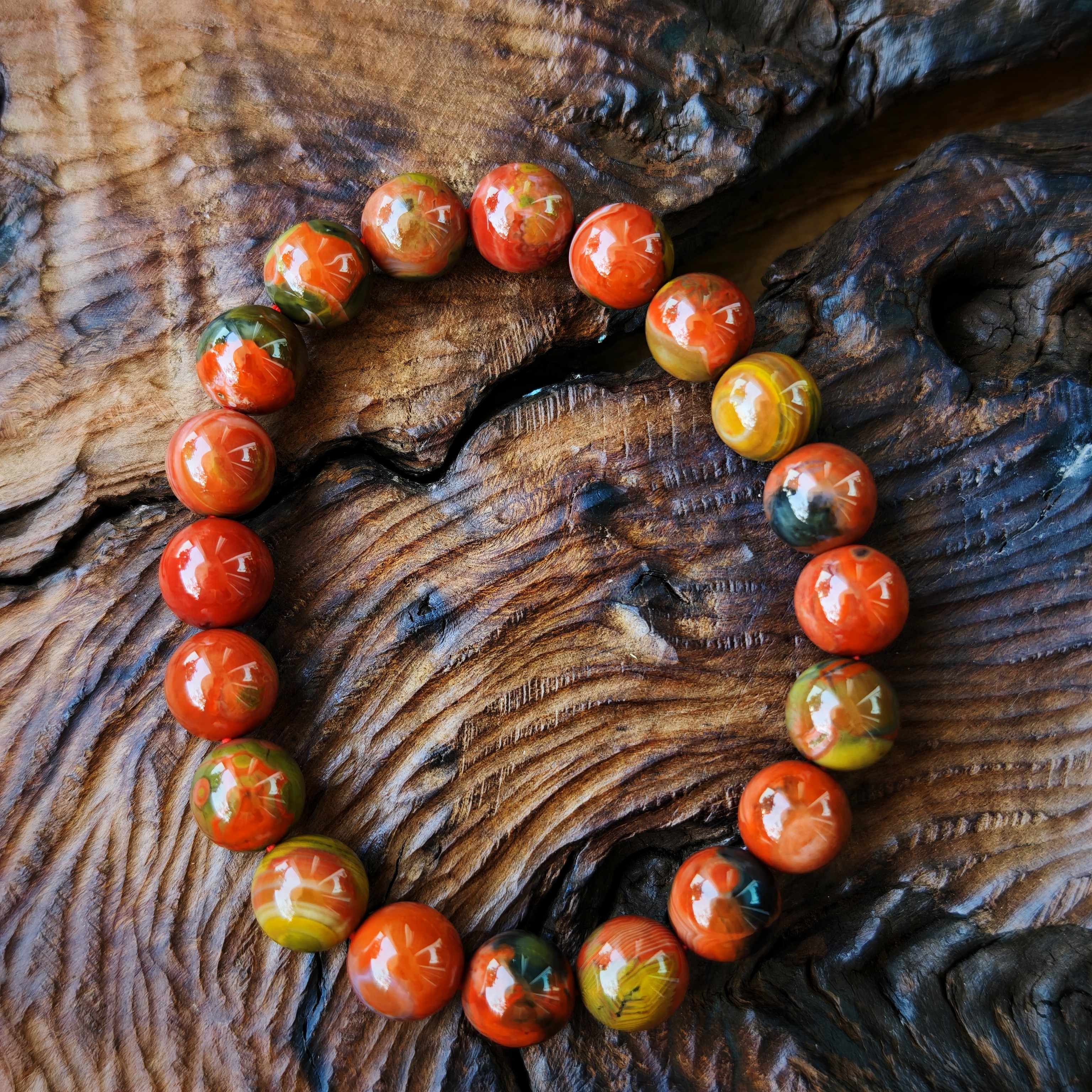 【沐姐珠宝】原矿大山包包浆料南红圆珠单圈手串-8-10m多规格6799