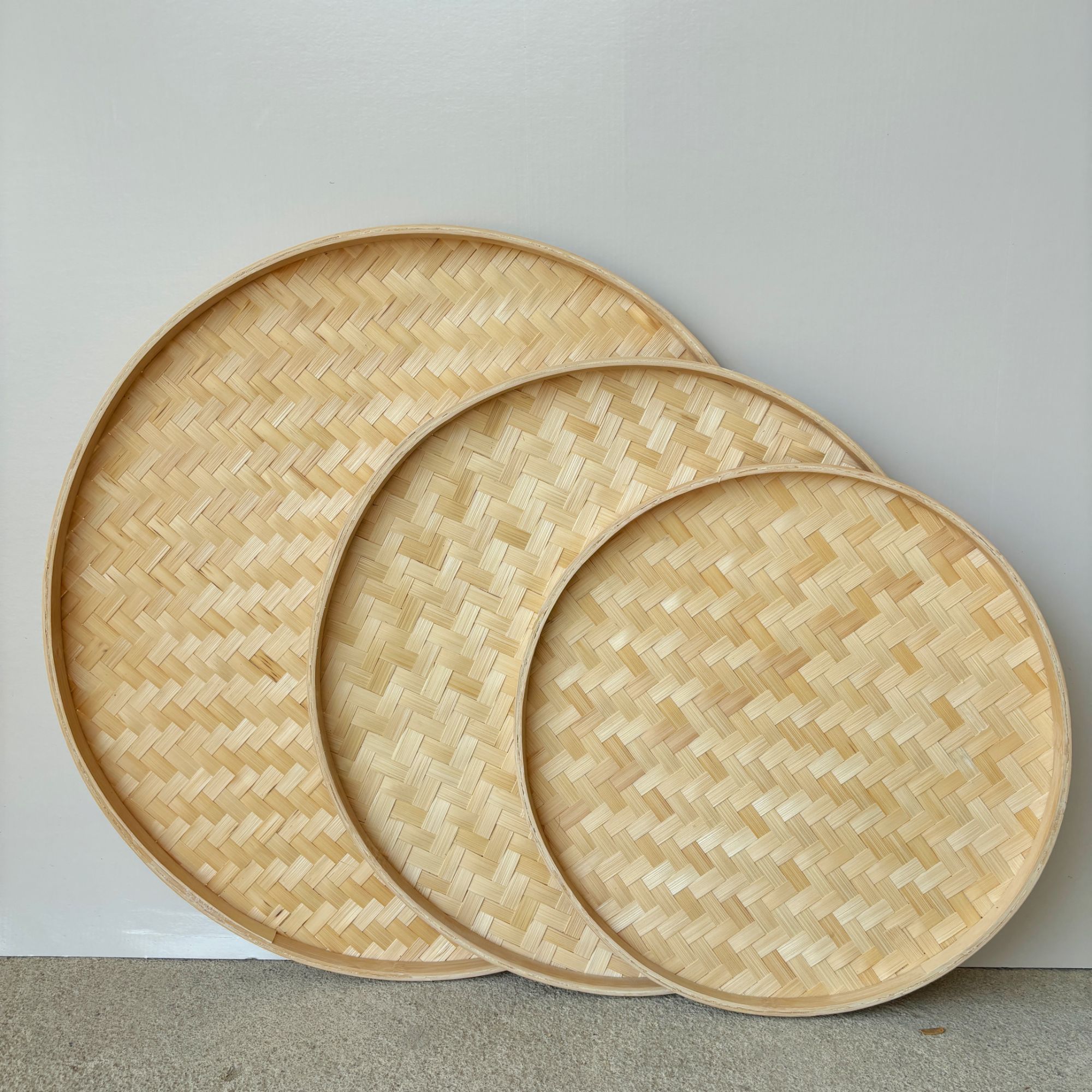 竹黄无孔60+70+80三件套簸箕家用晾晒收纳绘画簸箕