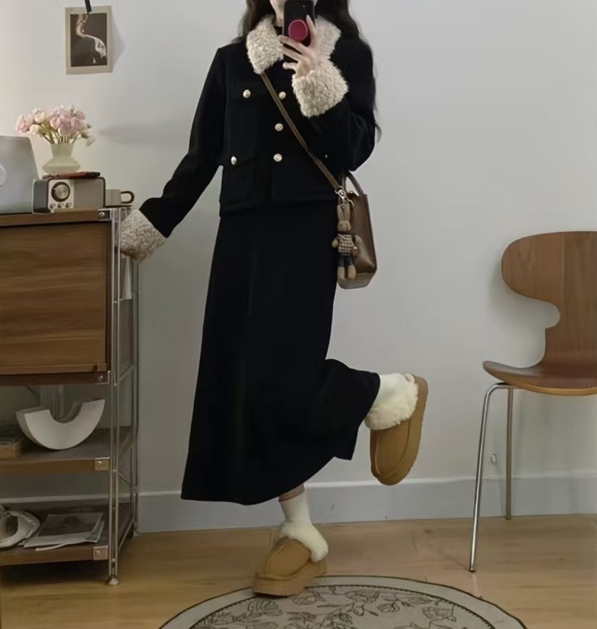 【以直播间为准】通勤轻熟风时尚极简风时尚套装法式黑色小香风6768