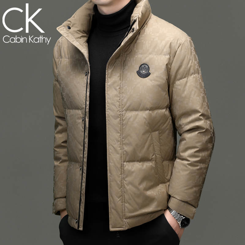 ck正品冬季新款立领保暖男士90白鸭绒羽绒服潮流短款时尚厚款外套