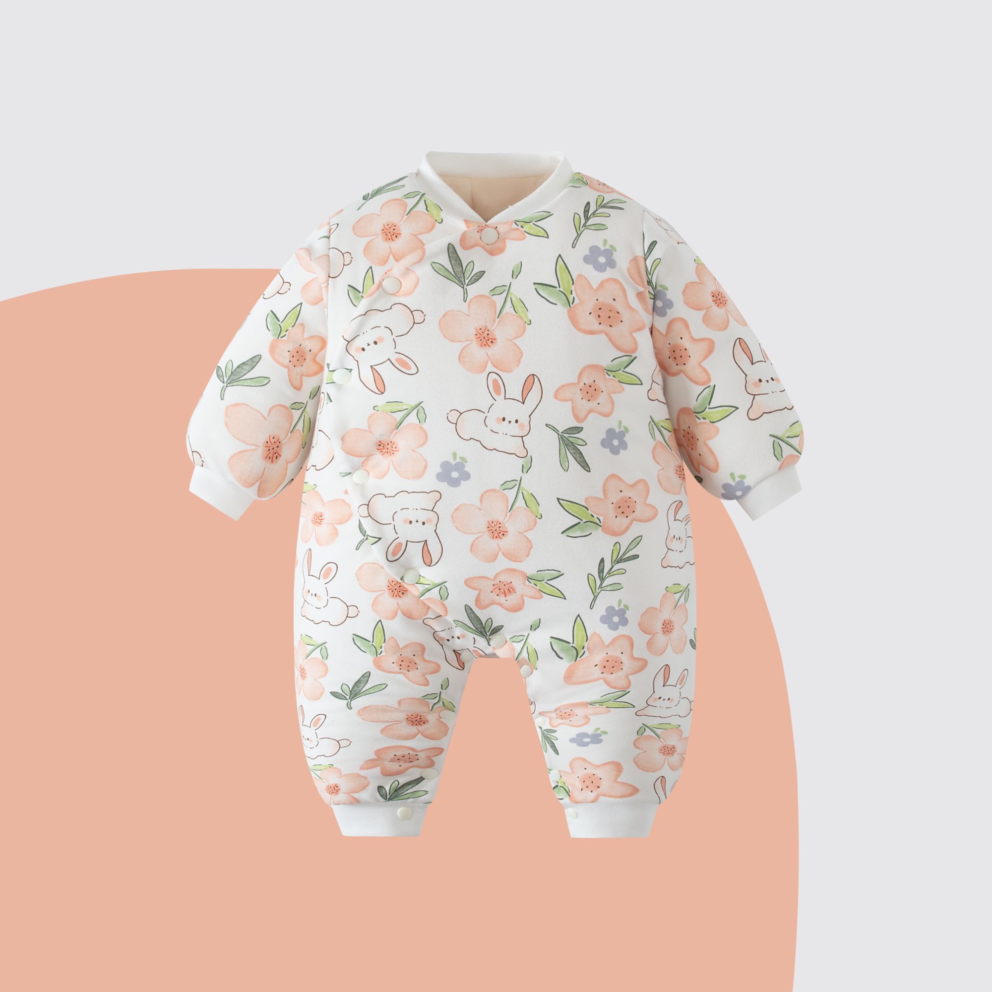 婴幼儿棉花衣连体衣新生儿哈衣秋冬款宝宝纯棉爬服加厚棉袄外出服