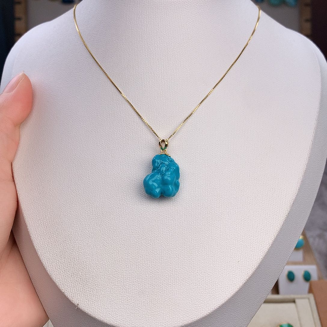 绿松石珠宝奇石18K金镶嵌