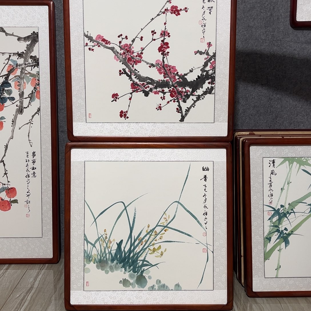 国画书画作品带框63×63