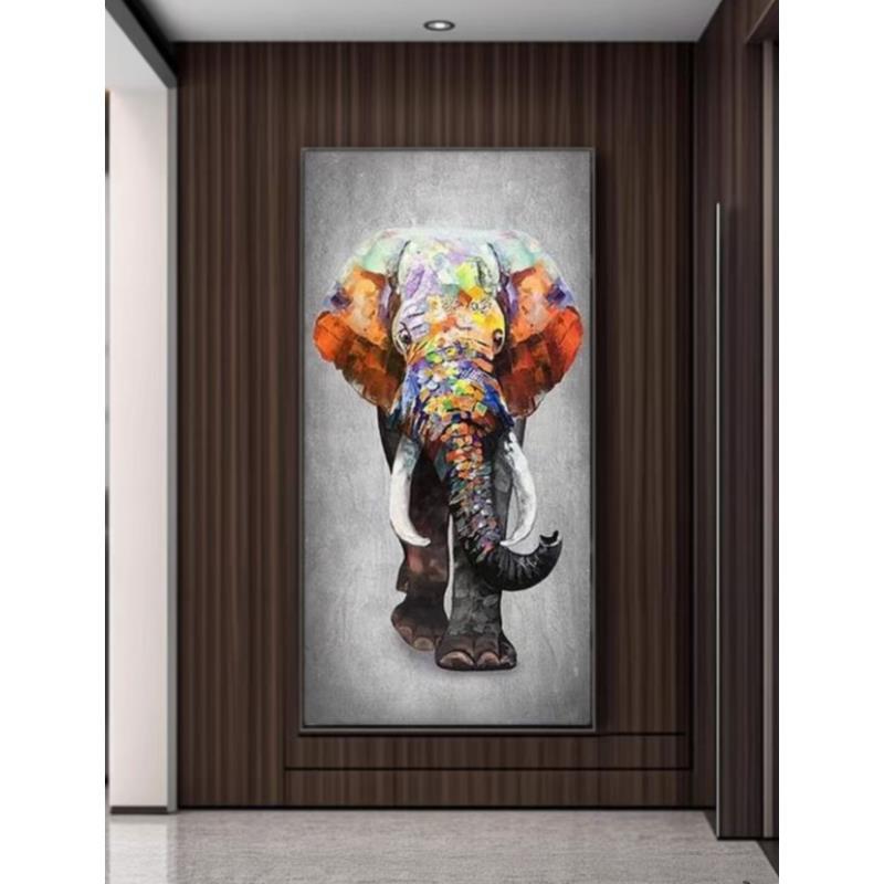 x230轻奢大象寓意玄关装饰画客厅入户过道大气挂墙壁画