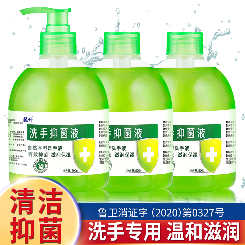 【整箱三瓶】龍升抑菌洗手液500g/瓶滋润清香型通用家庭装批发