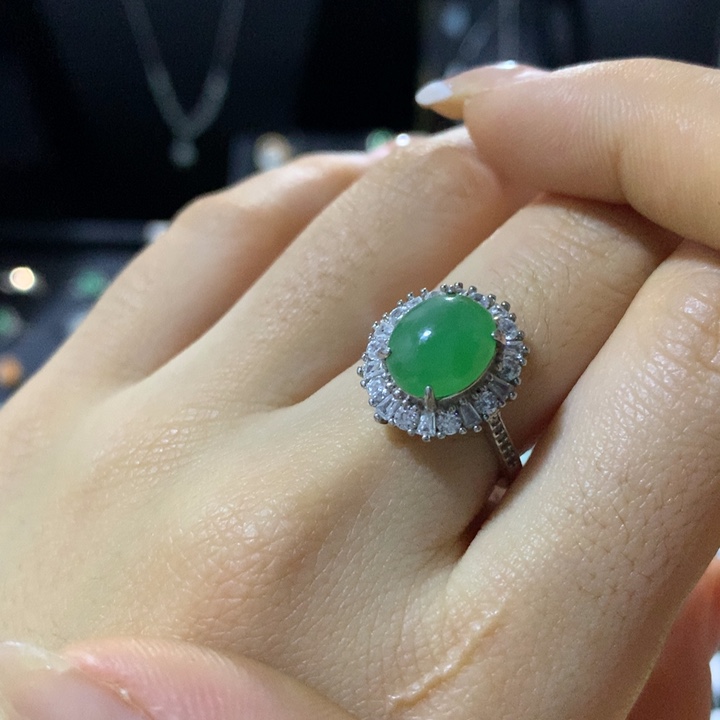 翡翠银S925镶嵌戒指