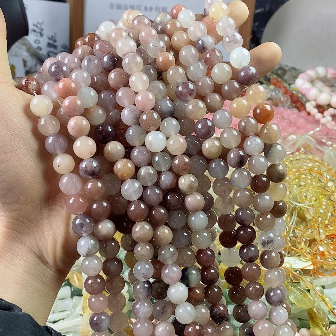 玛瑙/玉髓珠宝半成品合金一条天然10mm紫罗兰圆珠