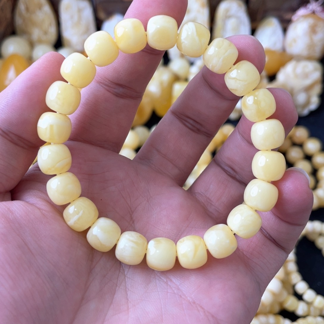 琥珀手串未镶嵌乱**手10×9俄料妖白花蜡精工老型手串