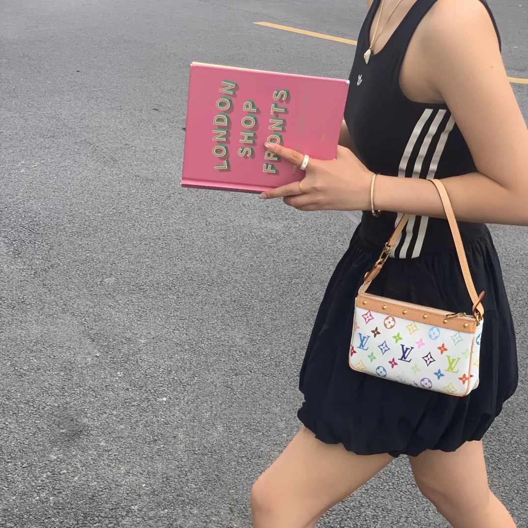 95新 LouisVuitton/路易威登 御古屋/38929/白三彩麻将包 04年