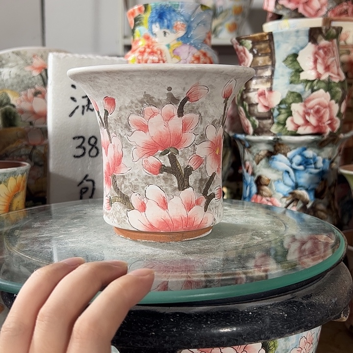 景德镇手绘花盆满38包邮偏远地区除外