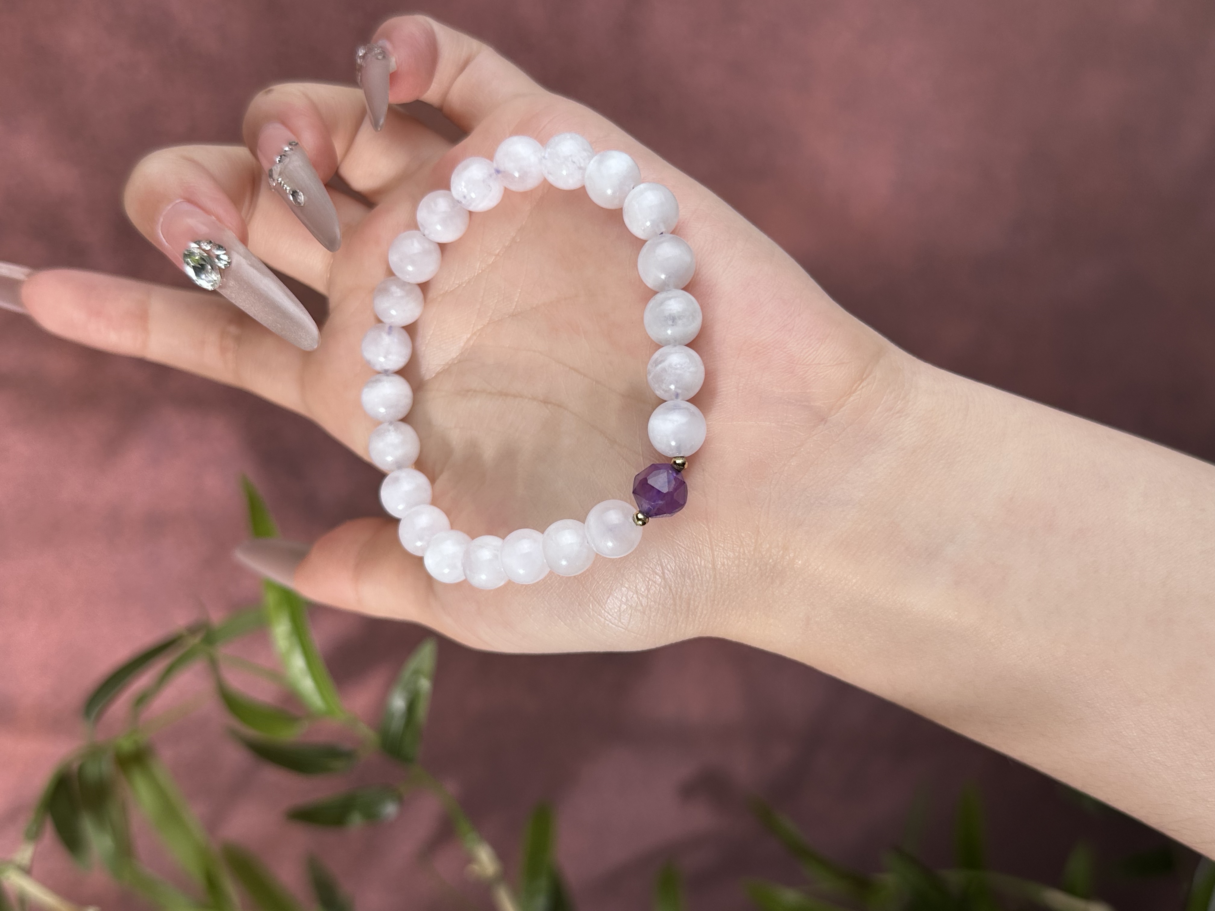  祝富礼- 月光石配紫水晶点缀手链财韵如诗缓缓来