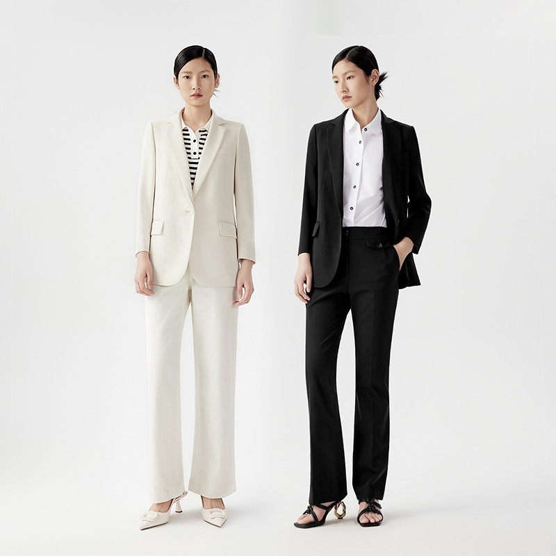 LANCY/朗姿夏季新款女士简约职业通勤收腰西装外套正肩高级感