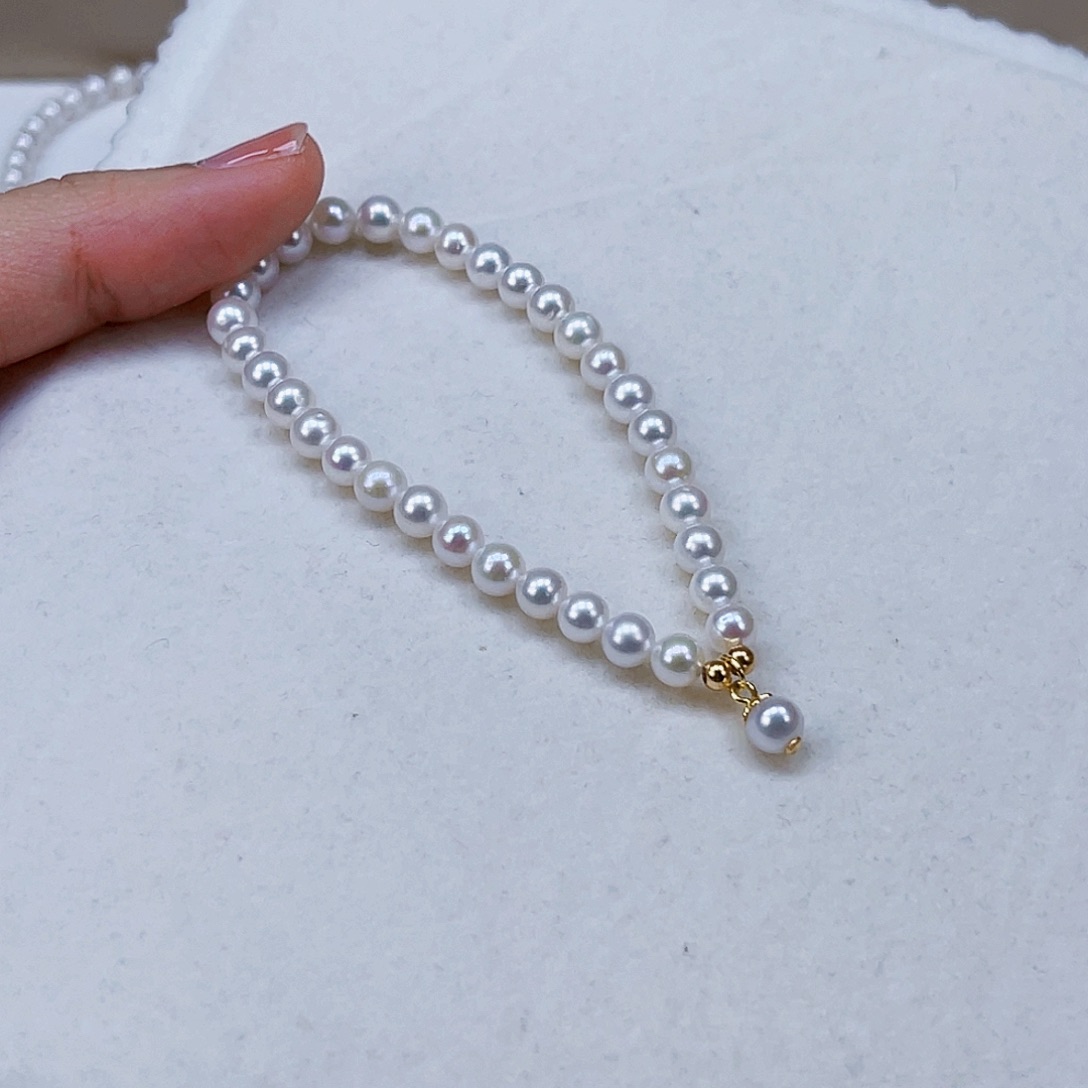 银S925镶嵌手绳淡水珍珠5-6天然淡水珍珠手链 