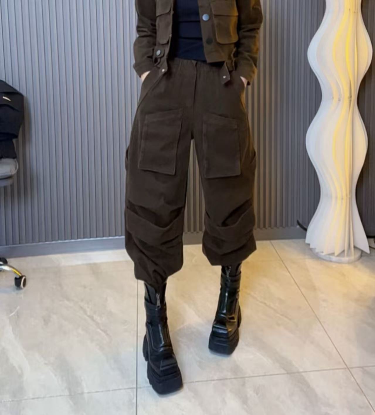 休闲时尚个性秋冬服装宽松百搭冬季洋气欧版工装裤#K68