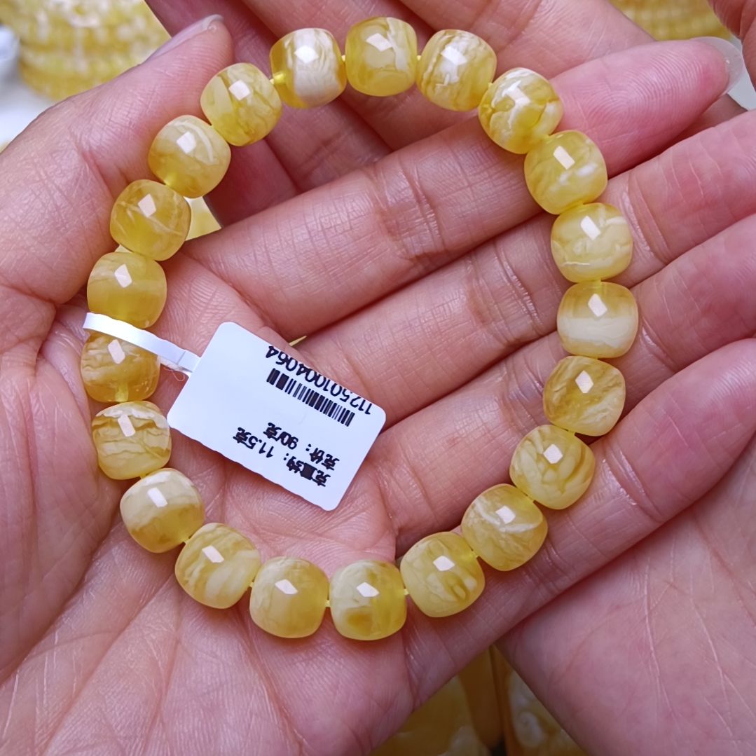 蜜蜡手串未镶嵌9.6精工老型妖花手串