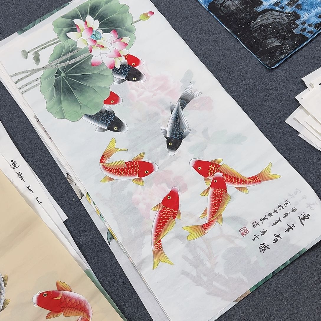 国画尺寸50X100手绘作品 