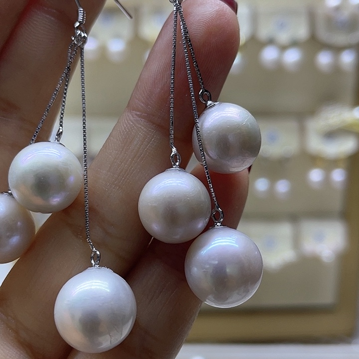 淡水珍珠耳饰银S925镶嵌