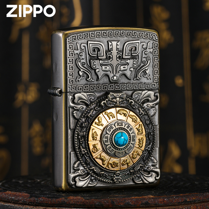 zippo打火机正品 九宫八卦官方旗舰防风煤油送男朋友生日礼物DYJ1