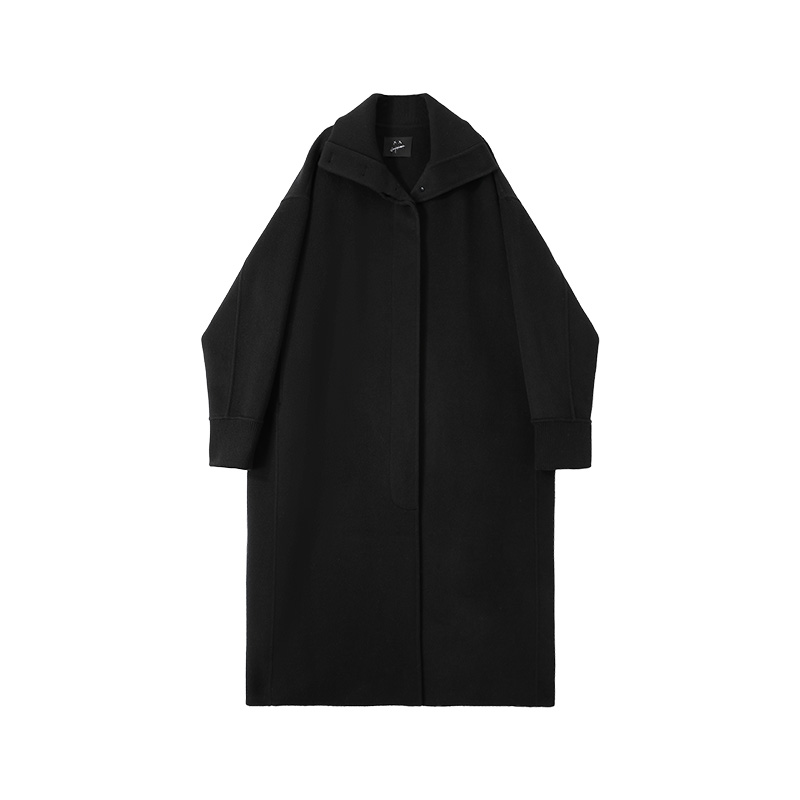 李大琪【休息日】高品质大翻领山羊绒绵羊毛呢外套长款大衣毛茸茸