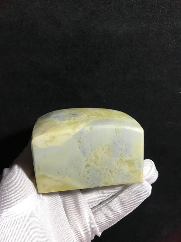 青田石046蓝花丁石墩子7.4×7.4×4.9印面有硬