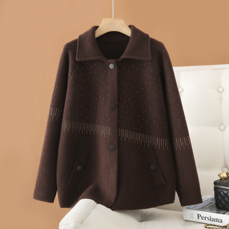 2025春季新款洋气阔太太妈妈外套毛衣针织开衫毛呢外套中老年上衣