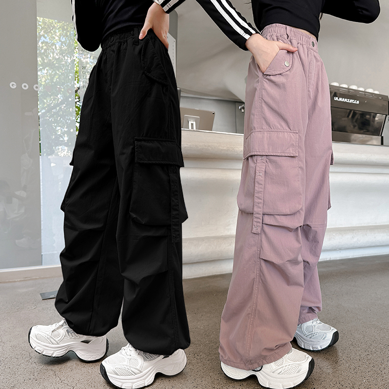 女童工装裤秋冬洋气宽松2025新款儿童潮酷春秋大童加绒时髦直筒裤