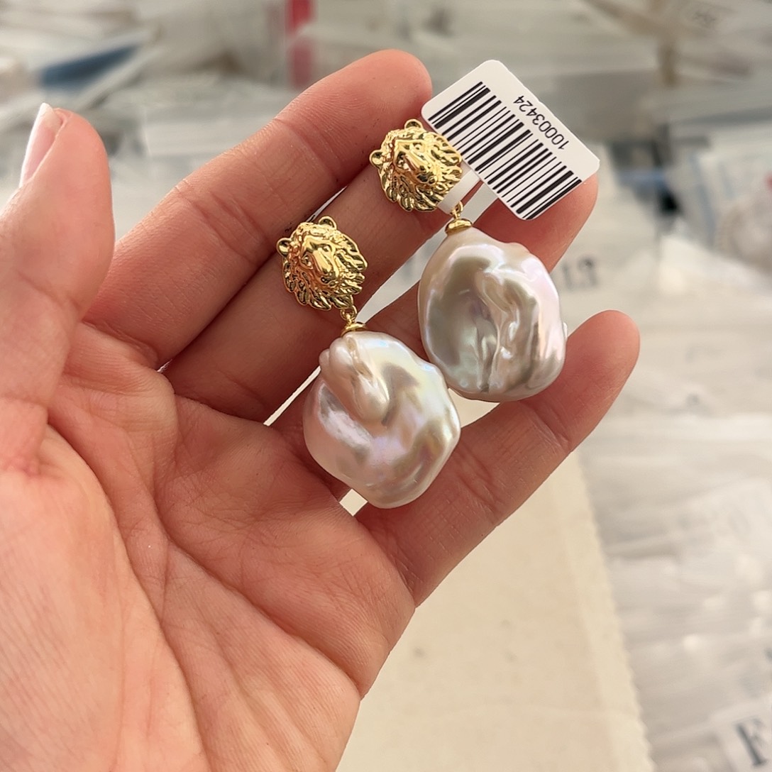 淡水珍珠耳饰合金