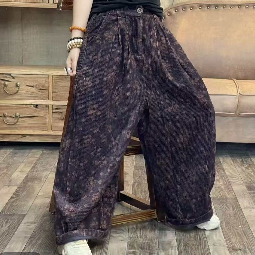 33 110 秋季新品灯芯绒直筒裤休闲百搭女士裤子 臀围136长94